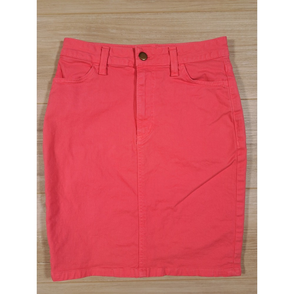American Apparel Pink Denim Pencil‎ Skirt RSACS302G Womens Medium Made in USA